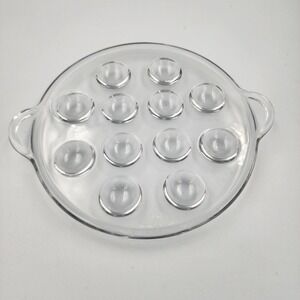 Pyrex Sedlex Escargot 12 Serving Tray Platter c1970s France 9"dia‎